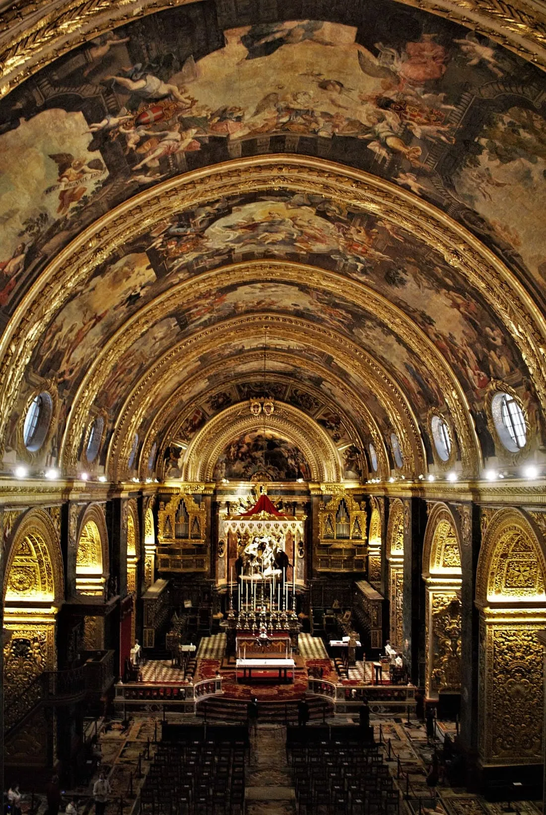 The richly decorated interior of St John’s Co-Cathedral — San Ġwann.